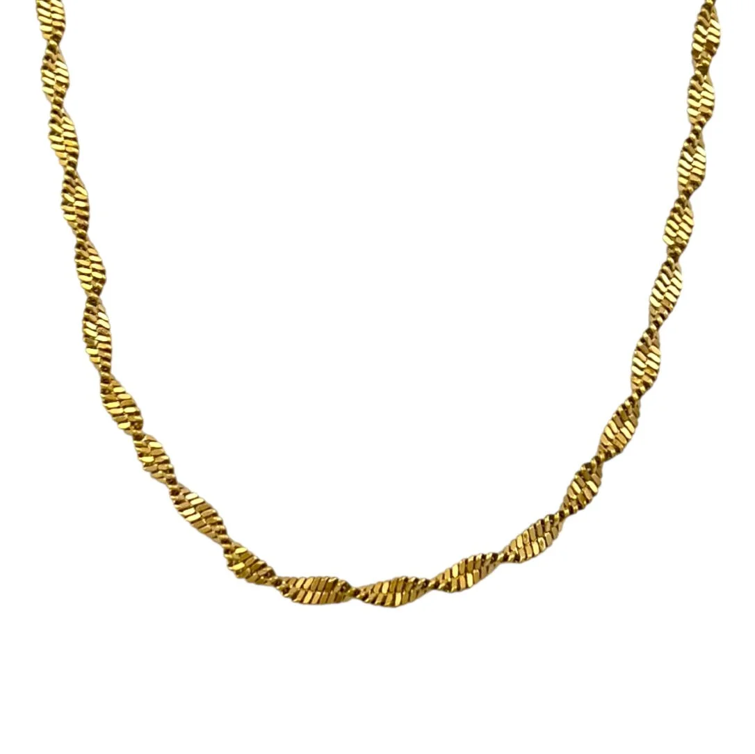 گردنبند زنانه ژوپینگ مدل لیورا طرح طلا با زنجیر بافت پیچ