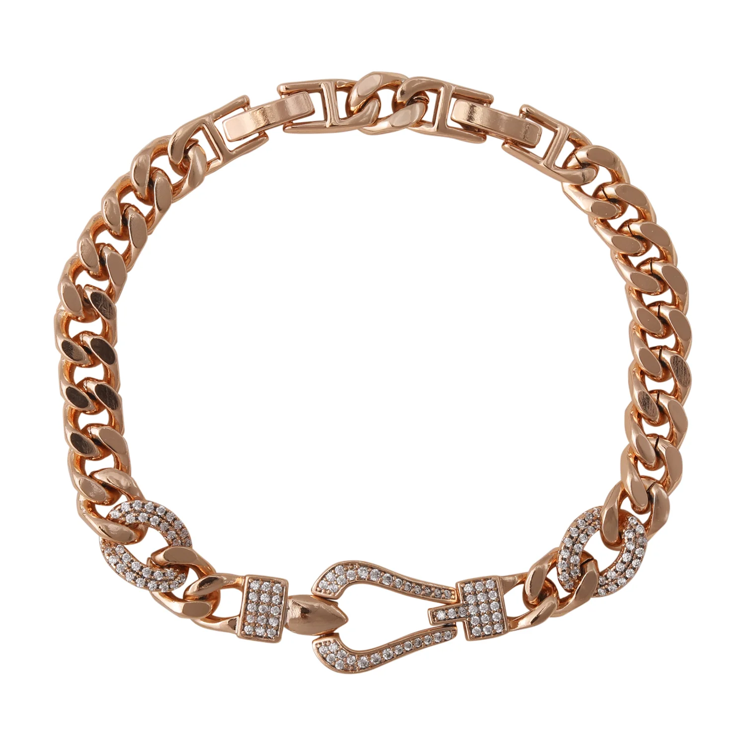 دستبند زنانه شیک ژوپینگ با طرح زنجیری و نگین‌دار