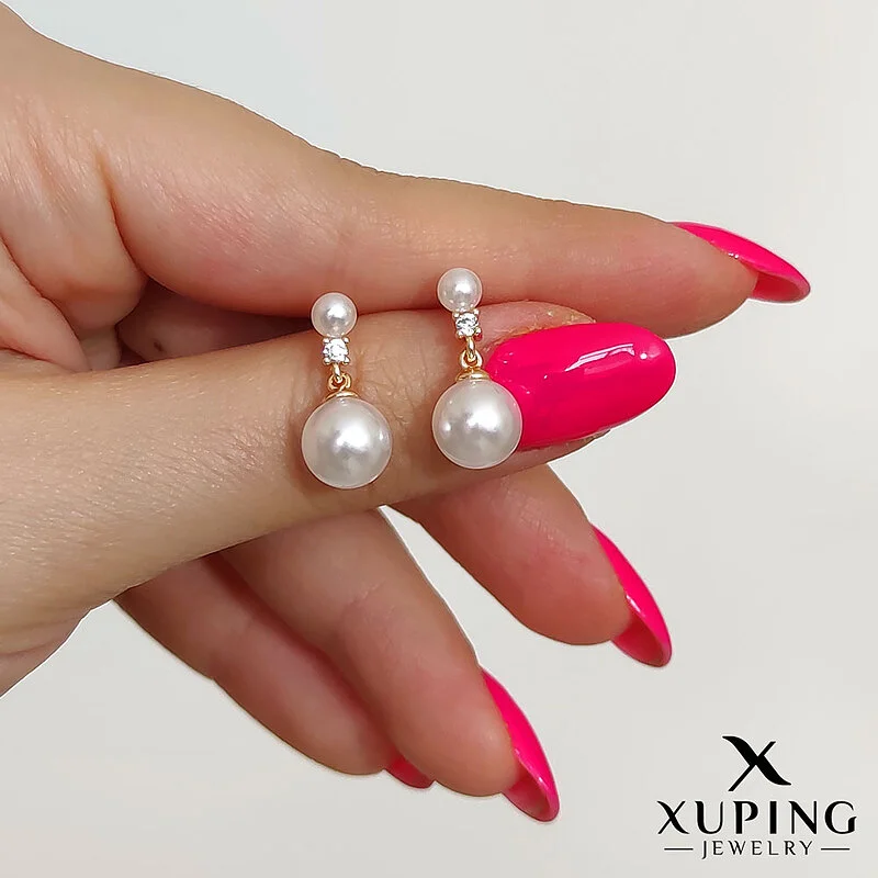 گوشواره آویز مروارید با نگین ژوپینگ، ظرافت در اوج زیبایی Xuping