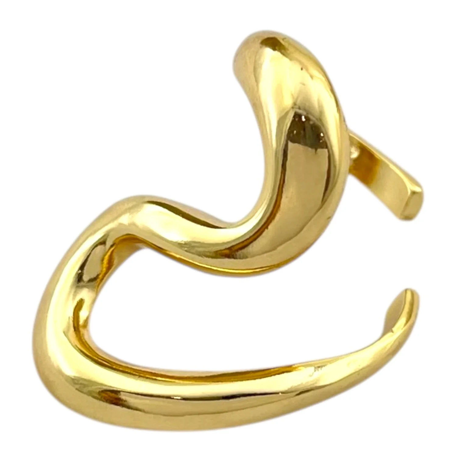 انگشتر زنانه با طراحی مینیمال مدل موج طلایی