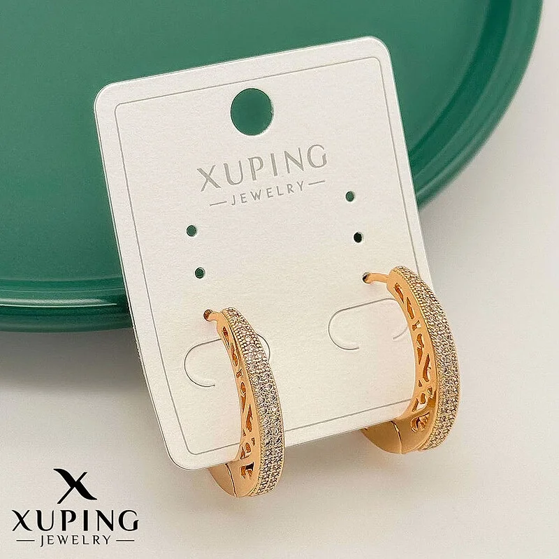 گوشواره حلقه ای نگین دار طرح ژوپینگ با درخشش بی نظیر Xuping