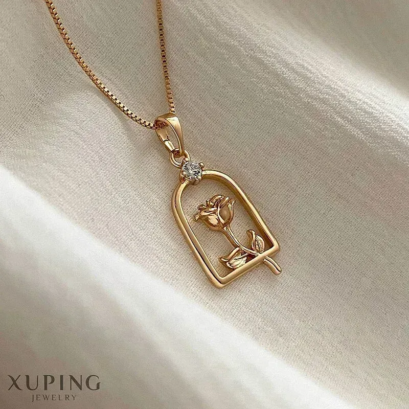 گردنبند طرح رز جاودان ژوپینگ با روکش طلای زیبا و درخشان