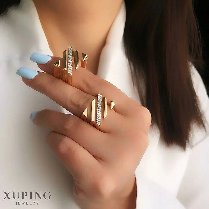 انگشتر خطی نگین دار با طراحی مدرن ژوپینگ Xuping