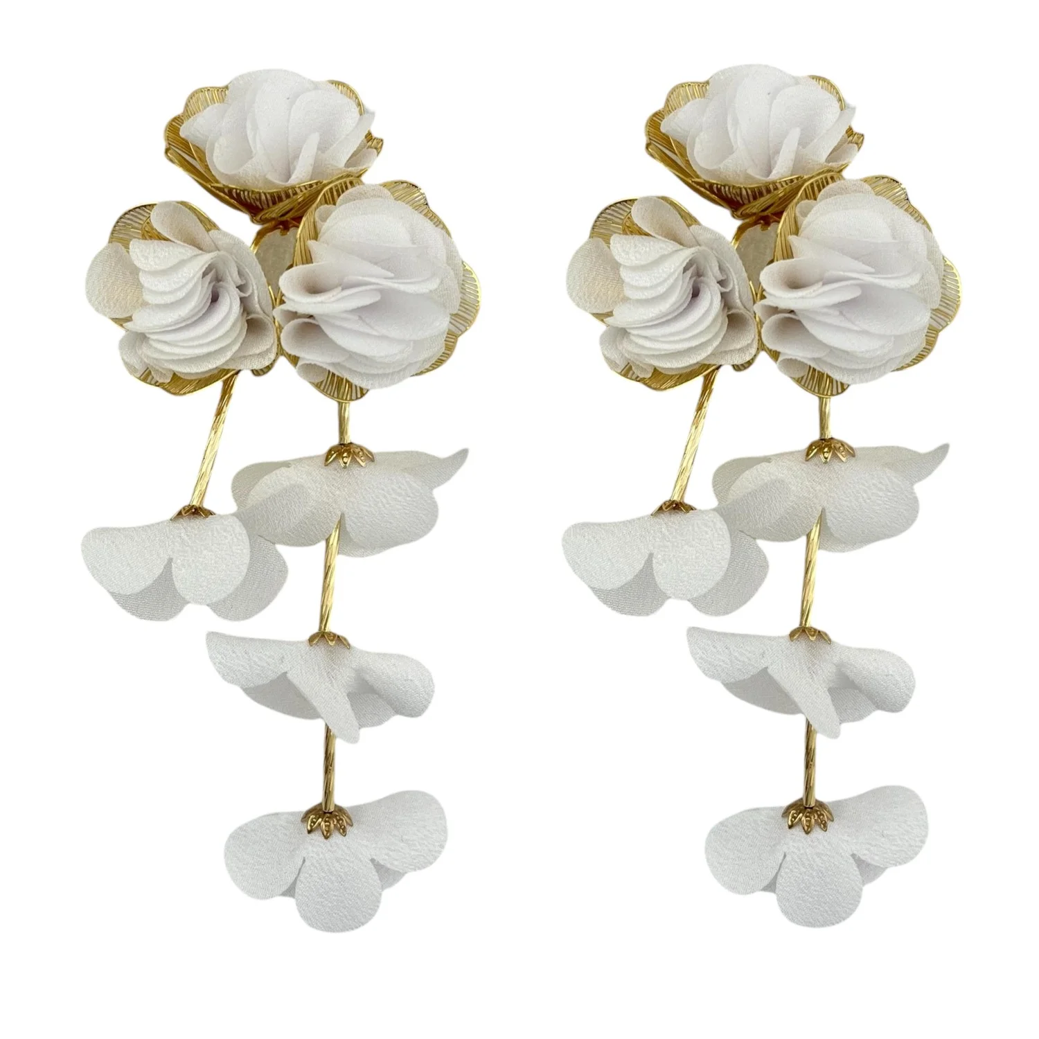 گوشواره زنانه آویزدار گل‌دار با طراحی پارچه‌ای