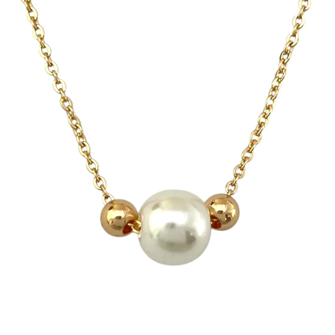 گردنبند زنانه ژوپینگ مدل مِریسا طرح طلا با آویز مروارید