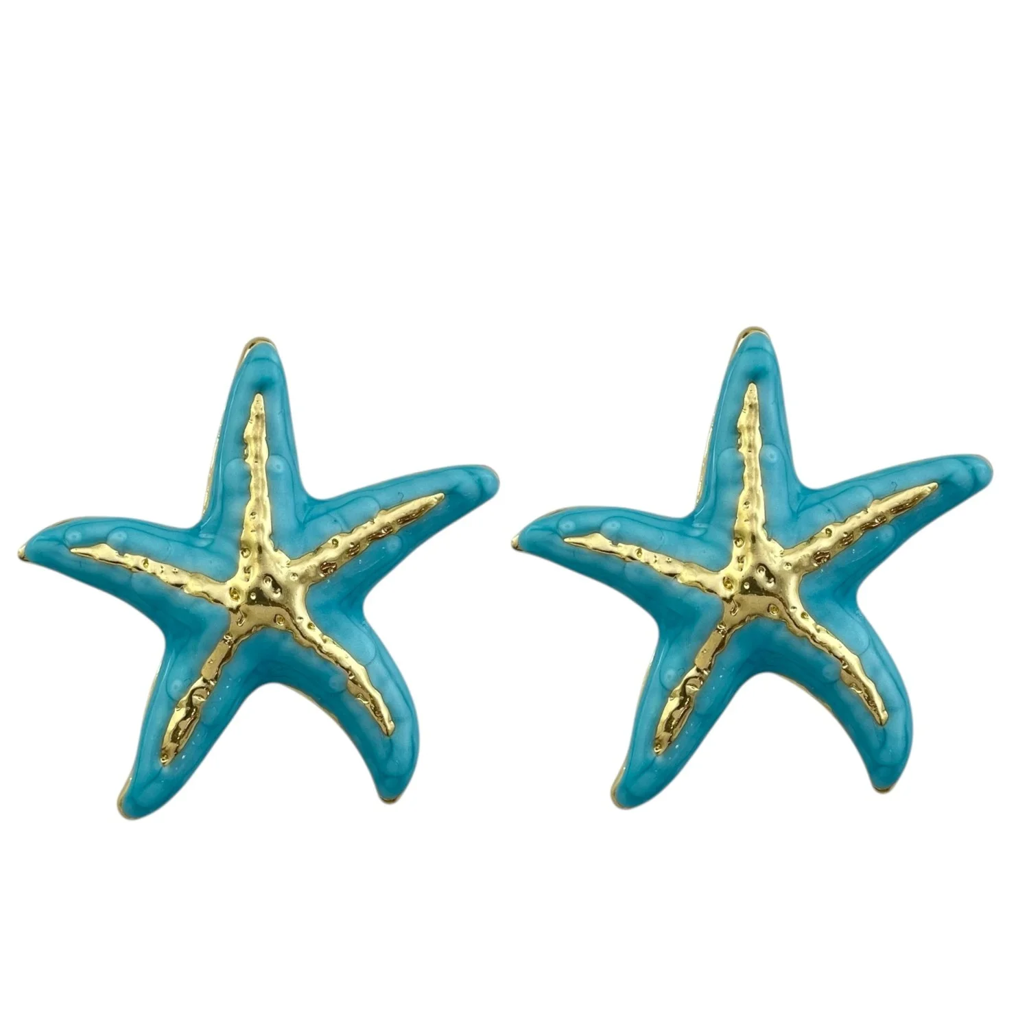 گوشواره زنانه طرح ستاره دریایی با رنگ فیروزهای جذاب