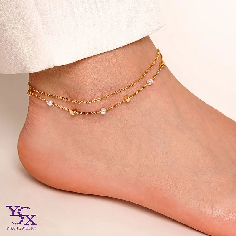 پابند دولاین مکعب و مروارید ظریف YSX، زیبایی در هر قدم