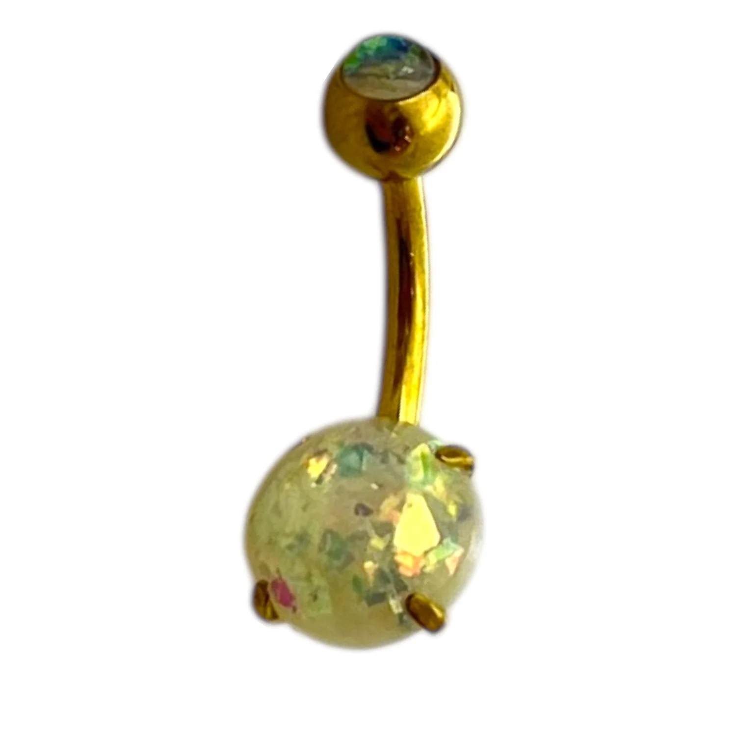 پیرسینگ ناف استیل با نگین درخشان