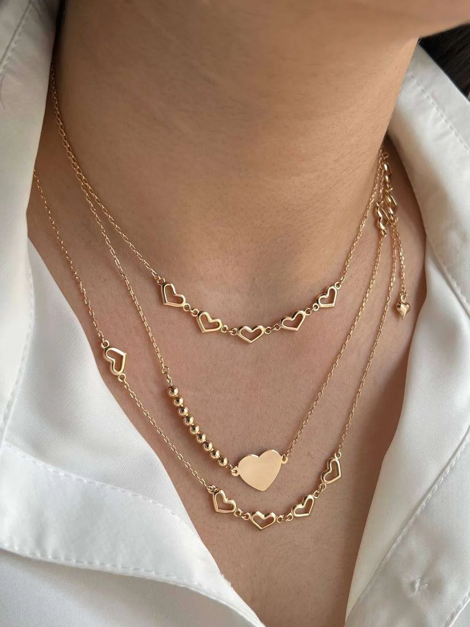 گردنبند زنانه سه لاین قلب ژوپینگ، ظرافت در اوج زیبایی Xuping