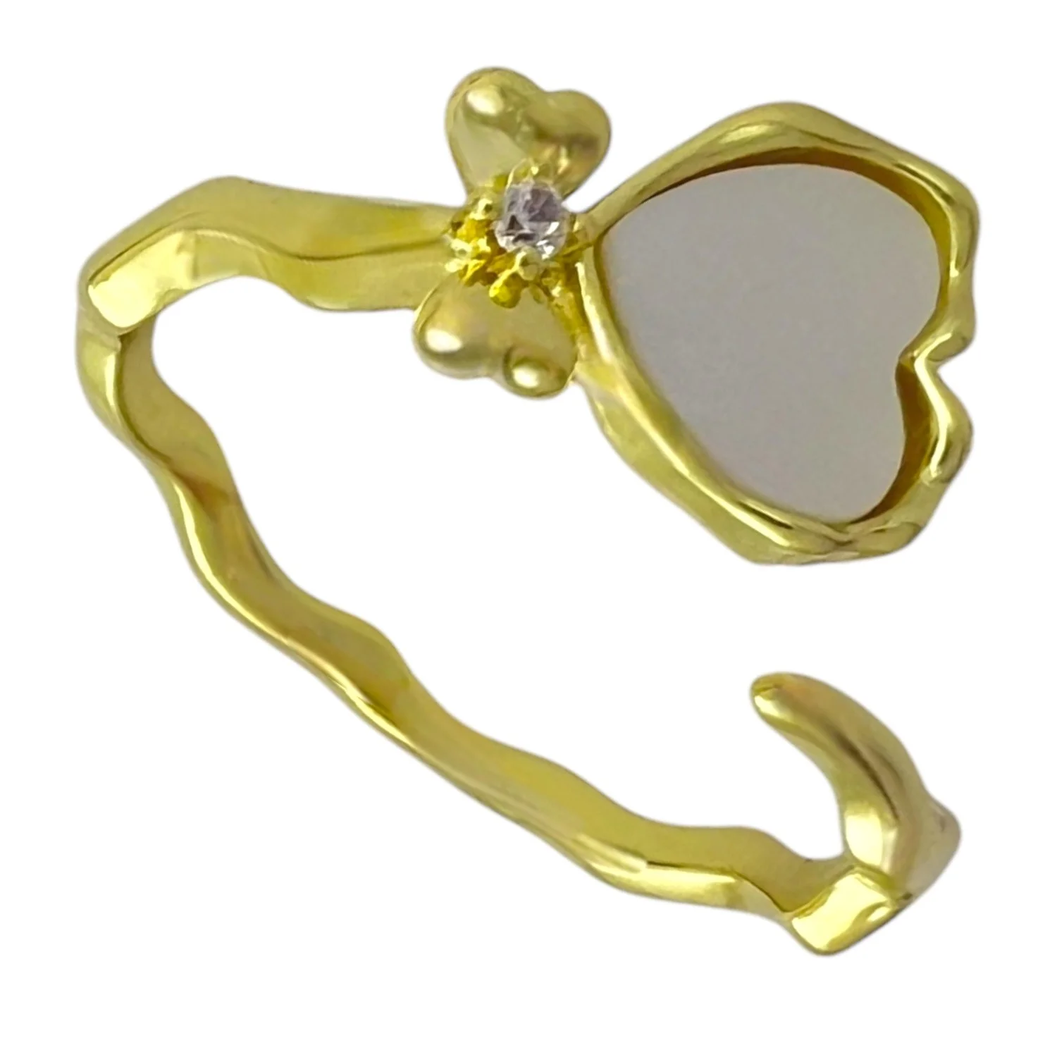 انگشتر زنانه طرح قلب و پاپیون با نگین ظریف و آبکاری جذاب