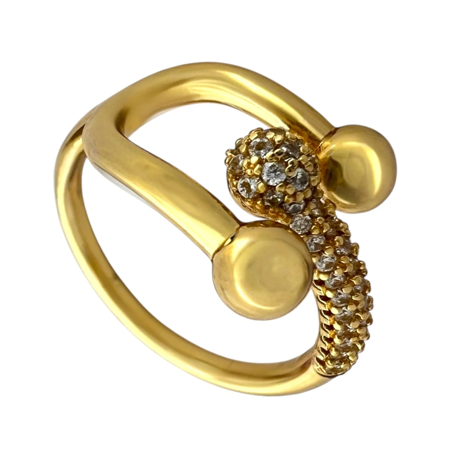 انگشتر زنانه طرح تیفانی با نگین های ظریف و آبکاری طلایی