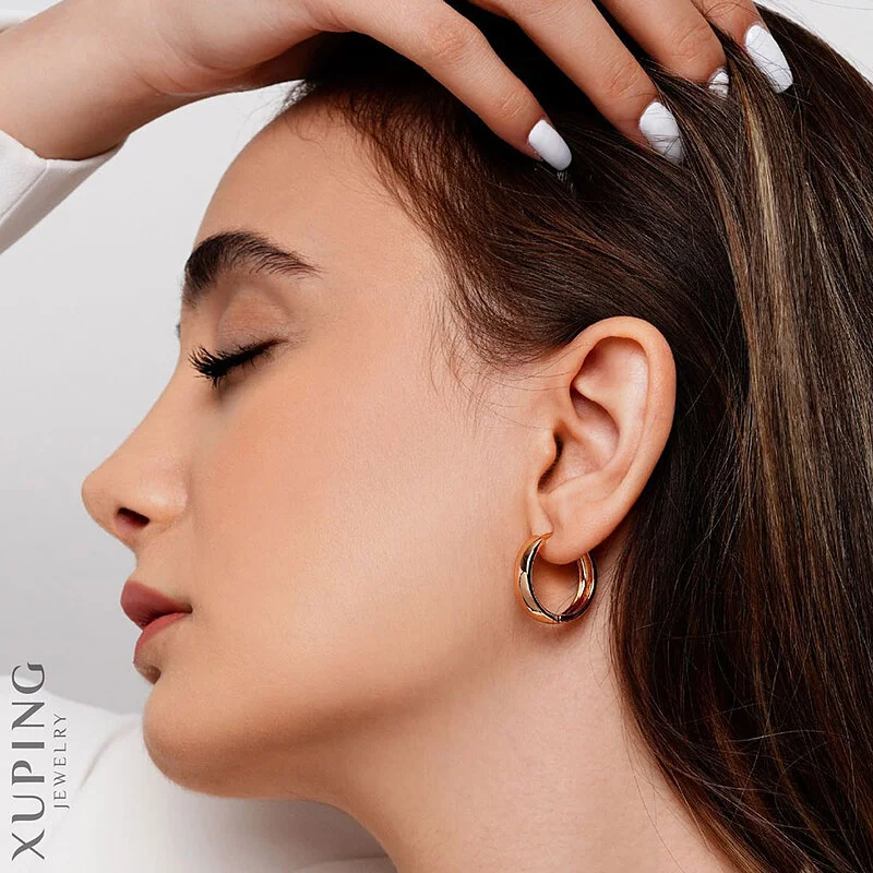 گوشواره حلقه ای آینه ای با طراحی خاص ژوپینگ Xuping