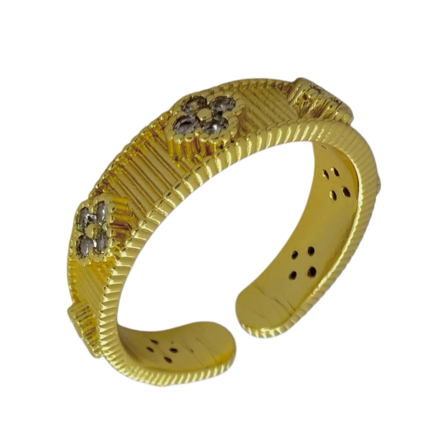 انگشتر زنانه طرح ونکلیف با نگین های ظریف و رنگ طلایی