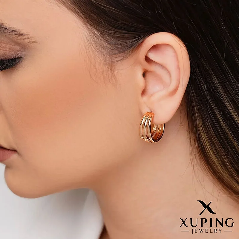 گوشواره حلقه ای مینیمال سه لاین ژوپینگ، زیبایی در عین سادگی
