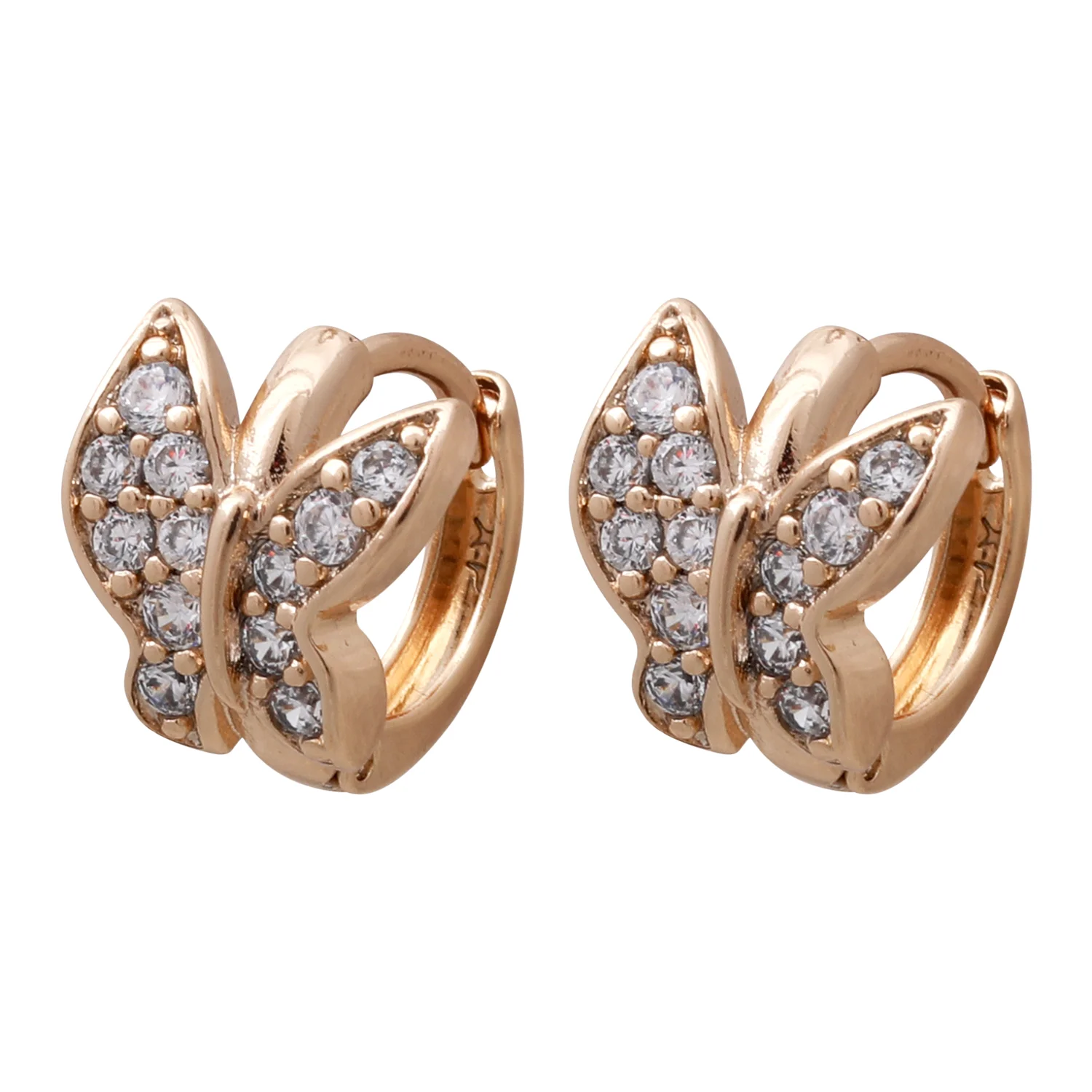 گوشواره زنانه حلقه ای ژوپینگ با طرح پروانه نگین دار