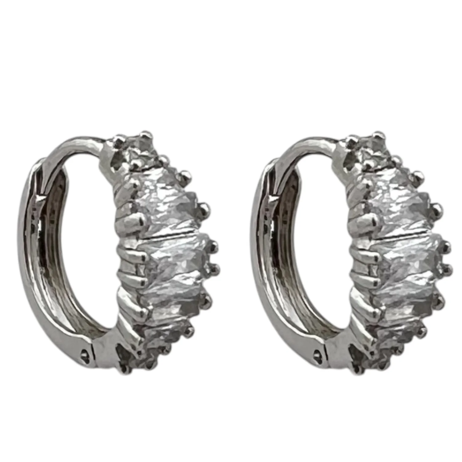 گوشواره زنانه حلقه ای طرح جواهری ژوپینگ مدل تنیسی