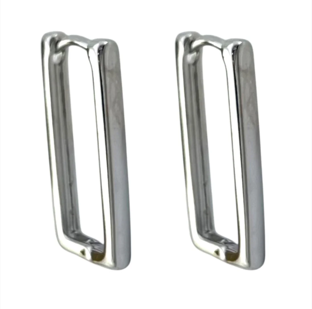 گوشواره زنانه ژوپینگ مدل لوینا طرح مستطیلی با جلوه نقره‌ای