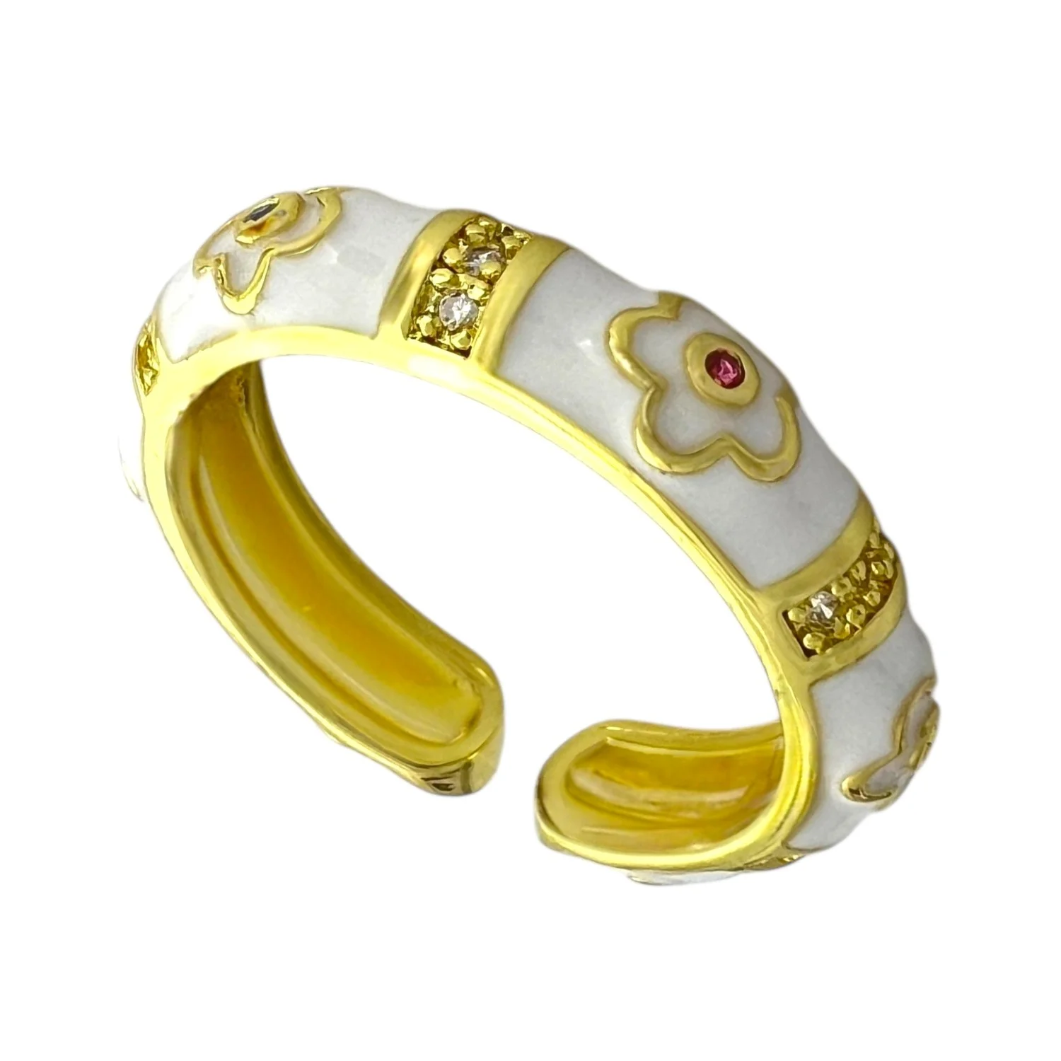 انگشتر زنانه با طرح میناکاری رنگی گل، ظرافت و زیبایی در دستان شما