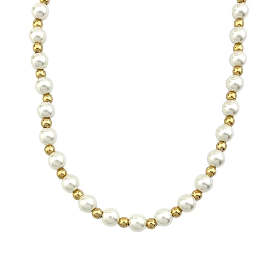 گردنبند زنانه ژوپینگ مدل نیکا طرح مروارید با فینیش طلایی