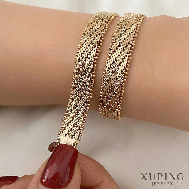 دستبند طرح جلفایی 10 میل با روکش طلا ژوپینگ