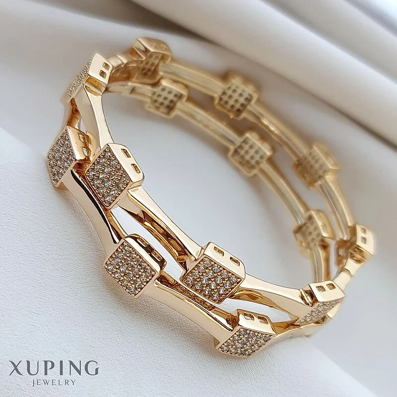 تکدست ژوپینگ مدل مکعبی نگیندار با روکش طلای Xuping